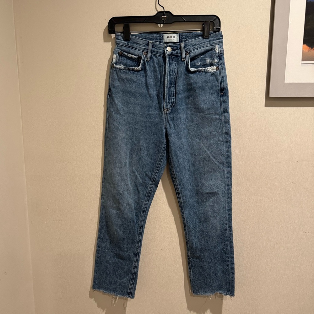 AGOLDE Riley‎ High Rise Straight Crop raw hem size 25